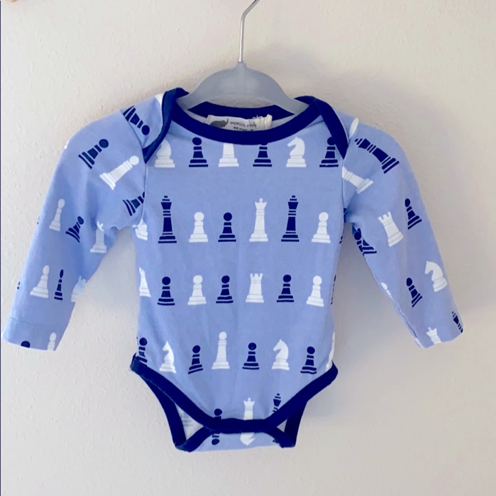 Monica + Andy long sleeve chess print onesie